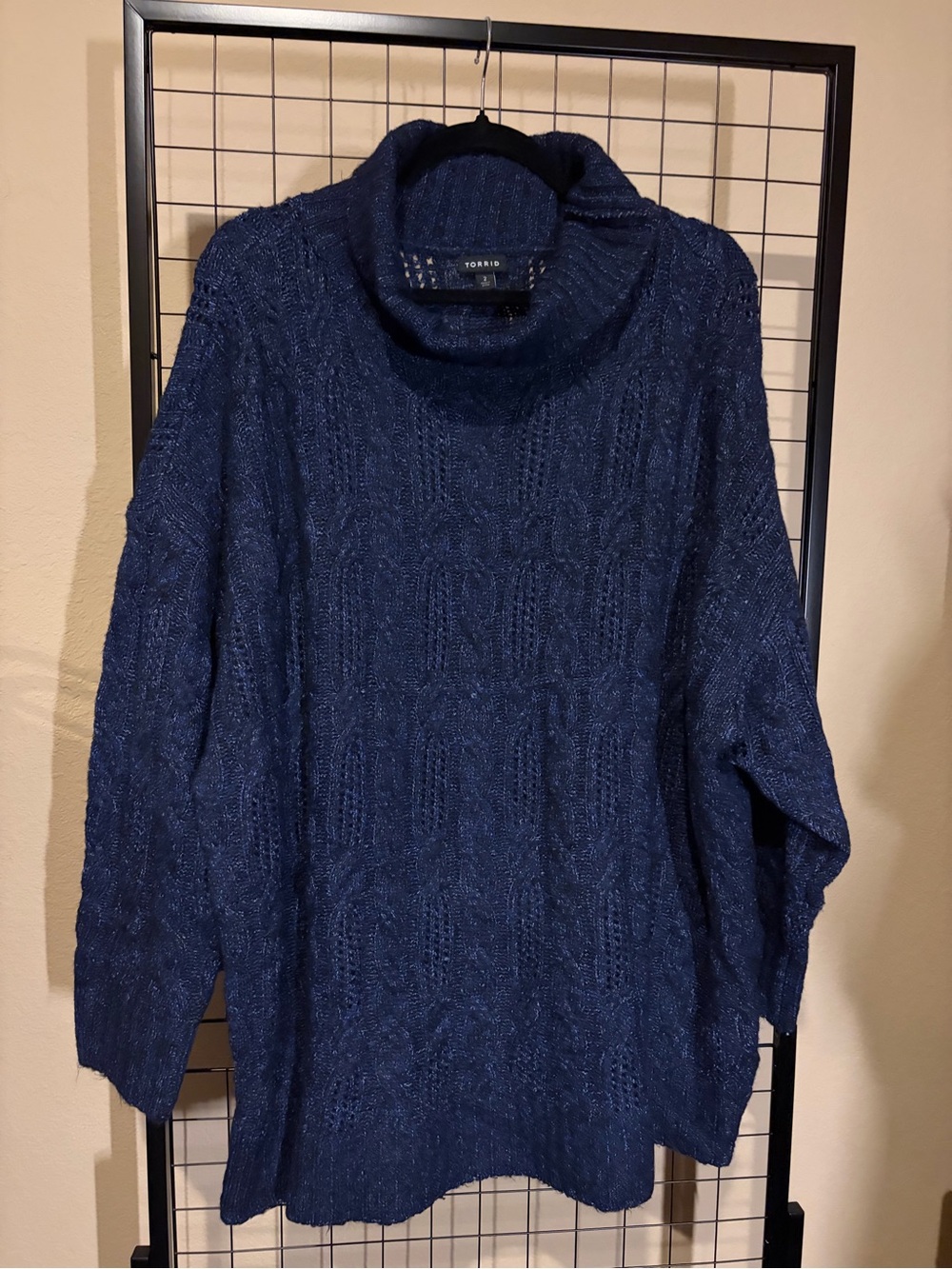torrid Navy Cable Cowl Neck Sweater
